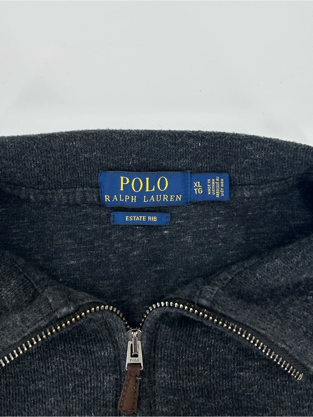 Polo Ralph Lauren Men’s Estate-Rib Quarter-Zip Pullover Charcoal Grey Size XL